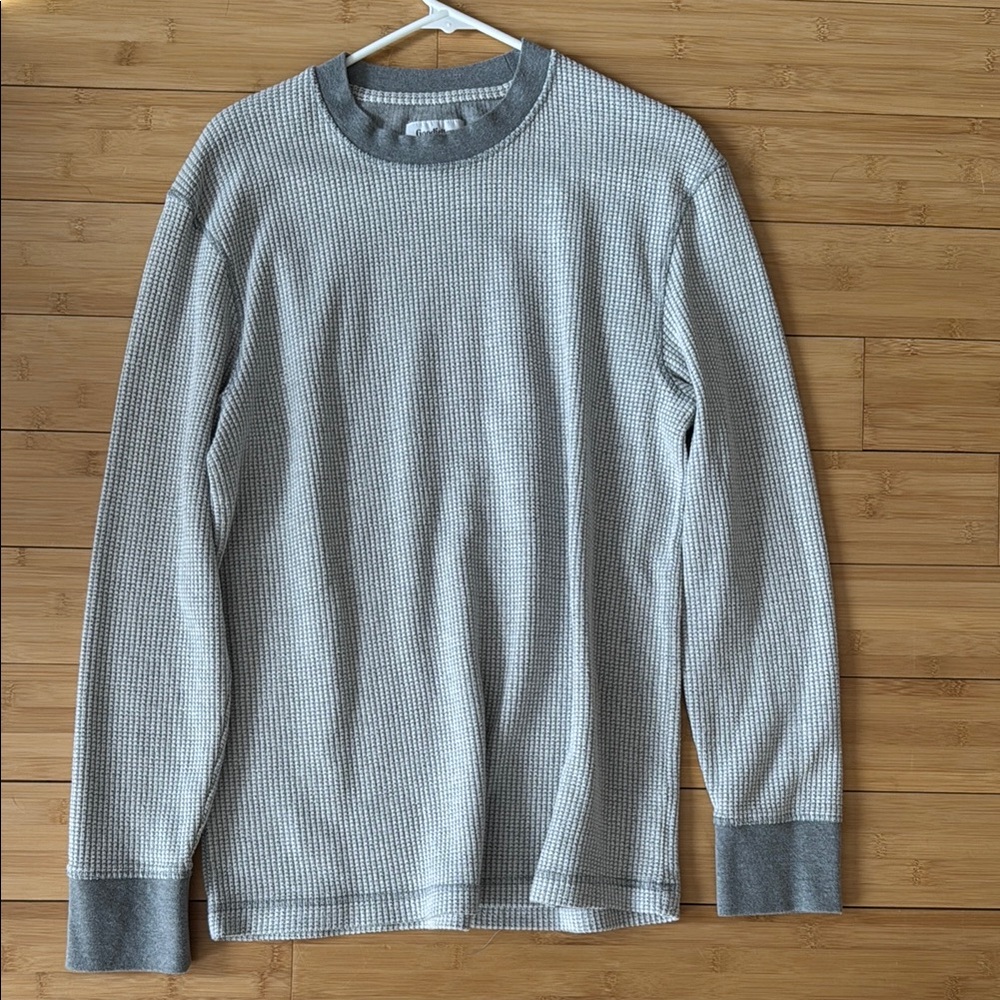 Gray Long Sleeve Waffle Knit Shirt